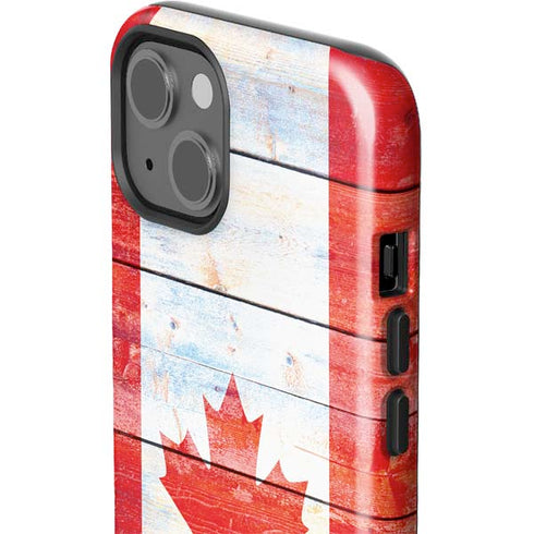 Canada Flag Light Wood iPhone 15 Impact Case